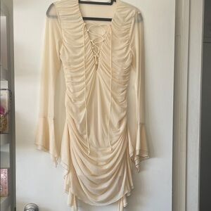 Parthea|Elegant Cream Ruched Dress|Large|NWT